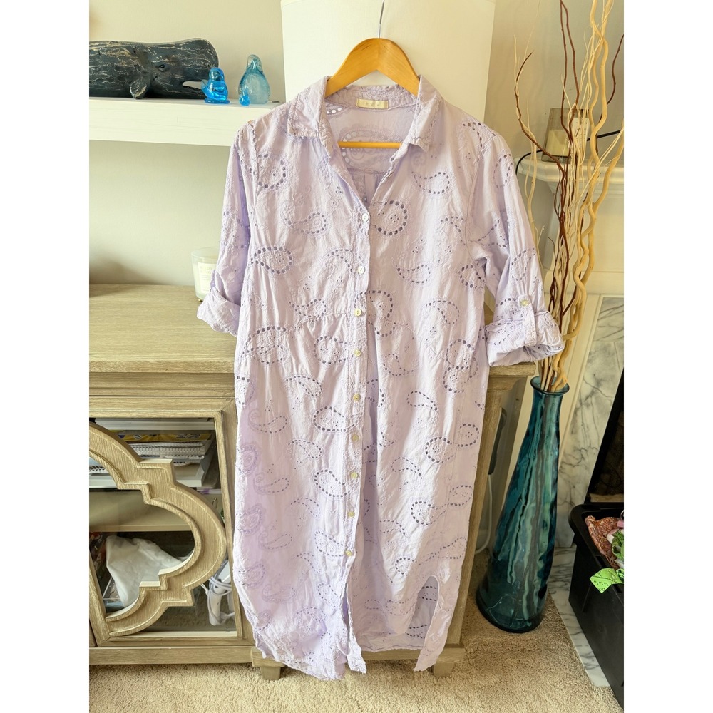 3 Stars Italy Eyelet Paisley Shirtdress Women Lavender‎ Purple One Size